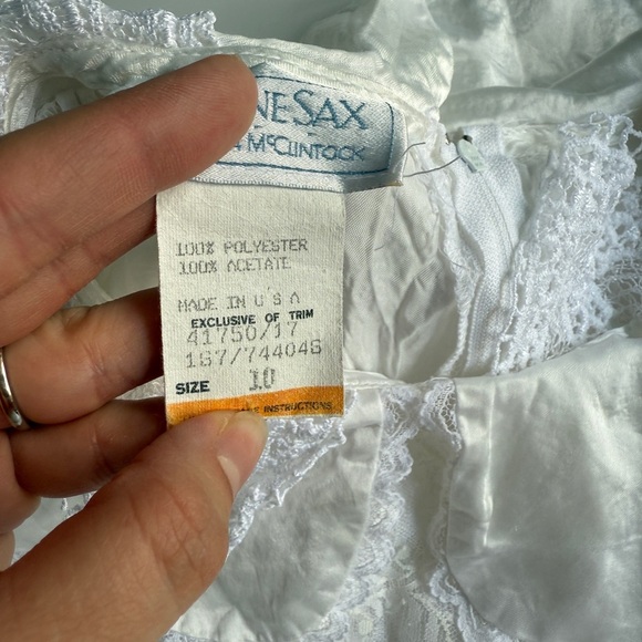 VTG Gunne Sax Jessica McClintock White Lace Cottagecore Prairie Dress 10 XSmall - Picture 4 of 11